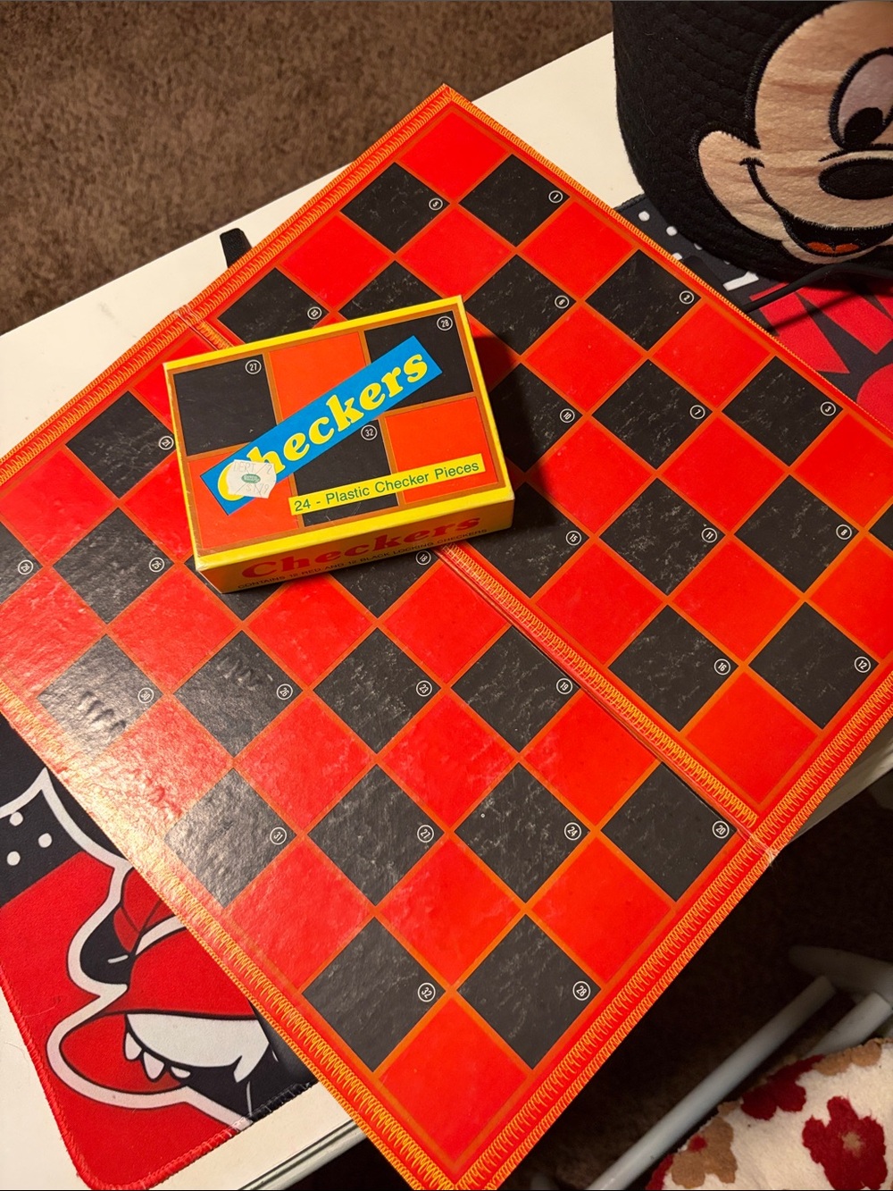 Vintage Checkers Game Set - Red & Black Board with Pieces